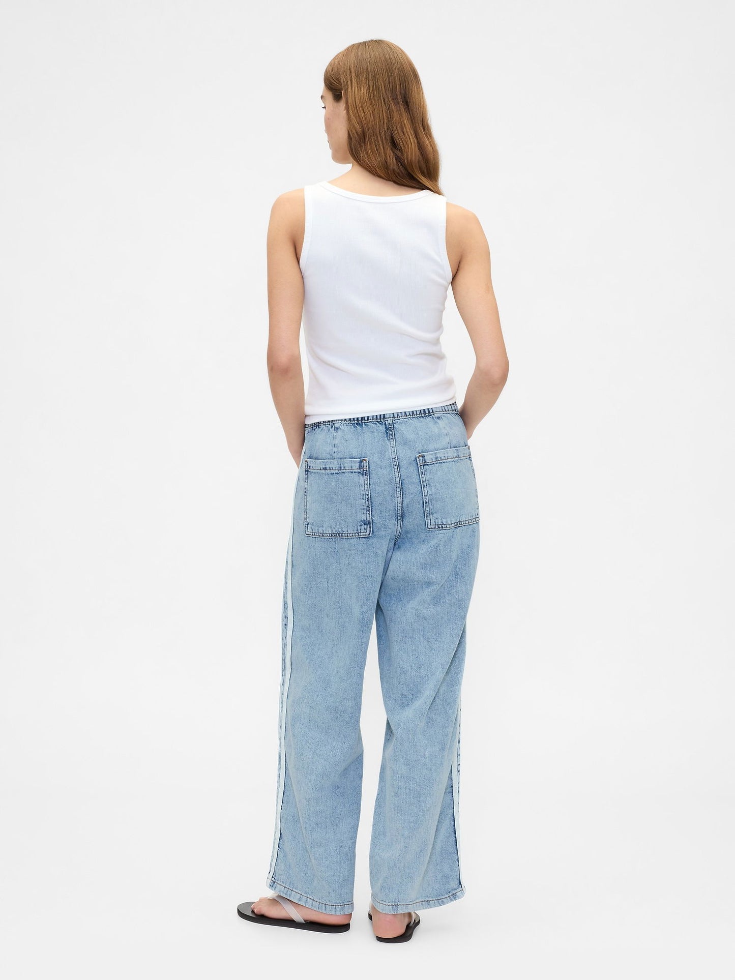 Mavi High Rise Pull-on Stripe Wide-leg Jean Pantolon