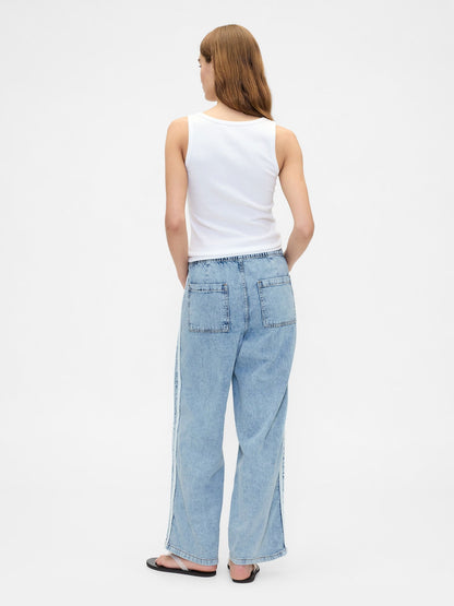 Mavi High Rise Pull-on Stripe Wide-leg Jean Pantolon