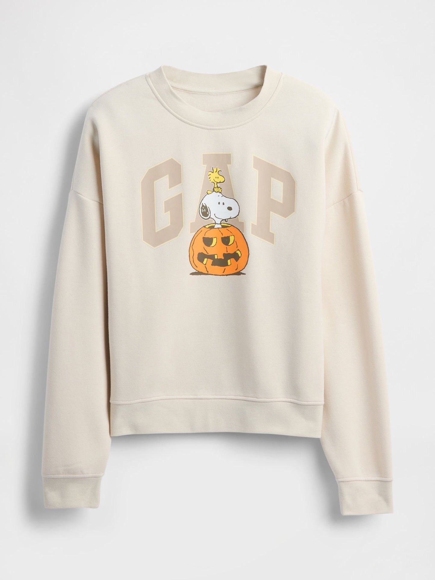 Krem Snoopy Grafikli Gap Logo Sweatshirt