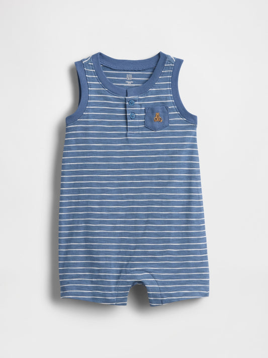 Mavi Organik Pamuk Henley Shorty Tulum