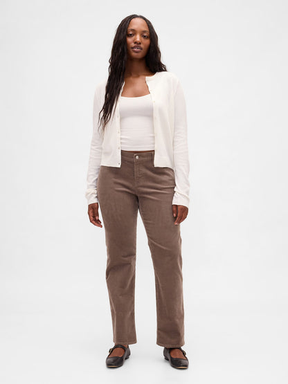 Açık Kahverengi Low Rise Kadife '90s Slim Pantolon