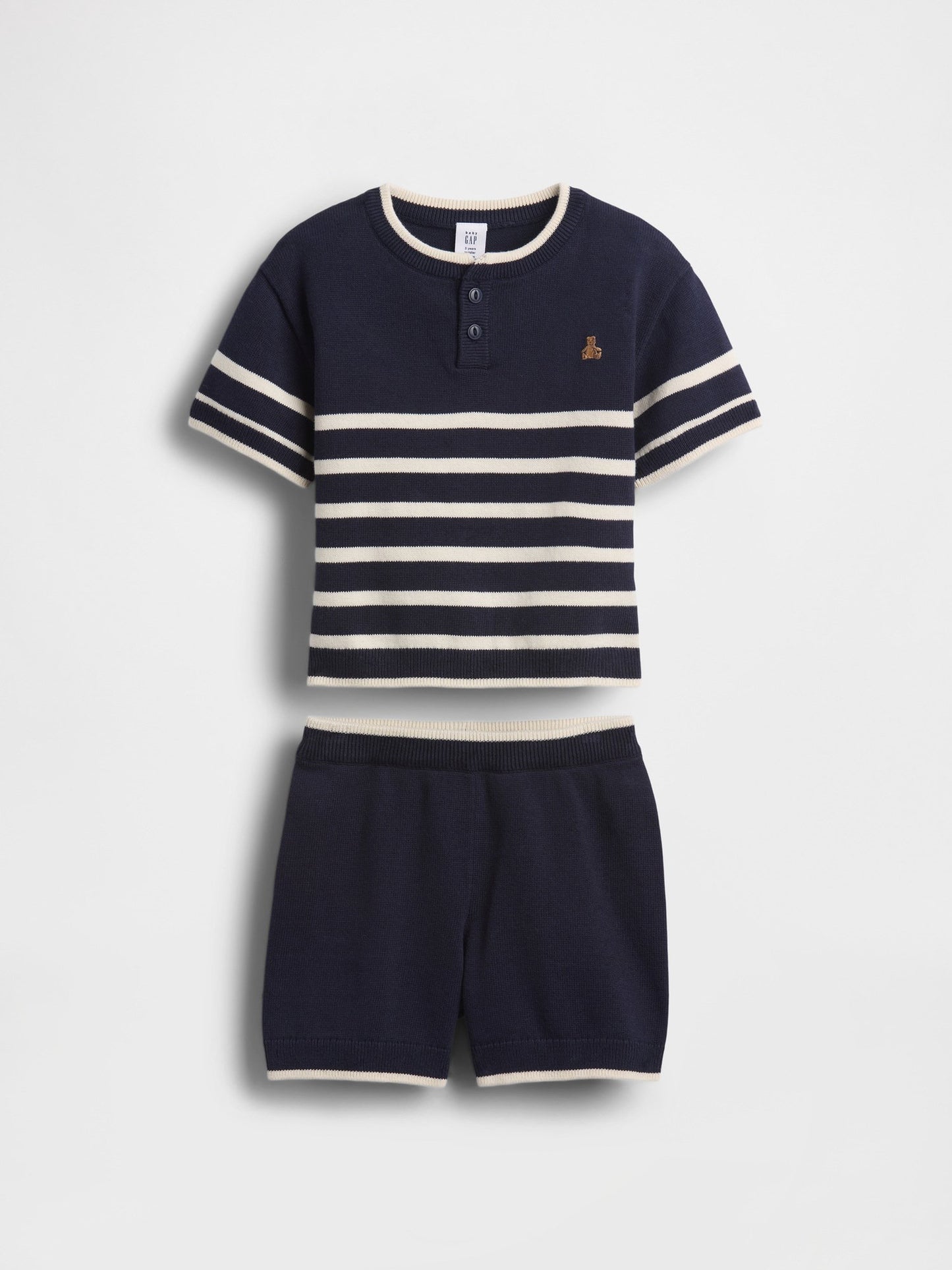 Lacivert Baby & Toddler Henley Çizgili Kazak Seti