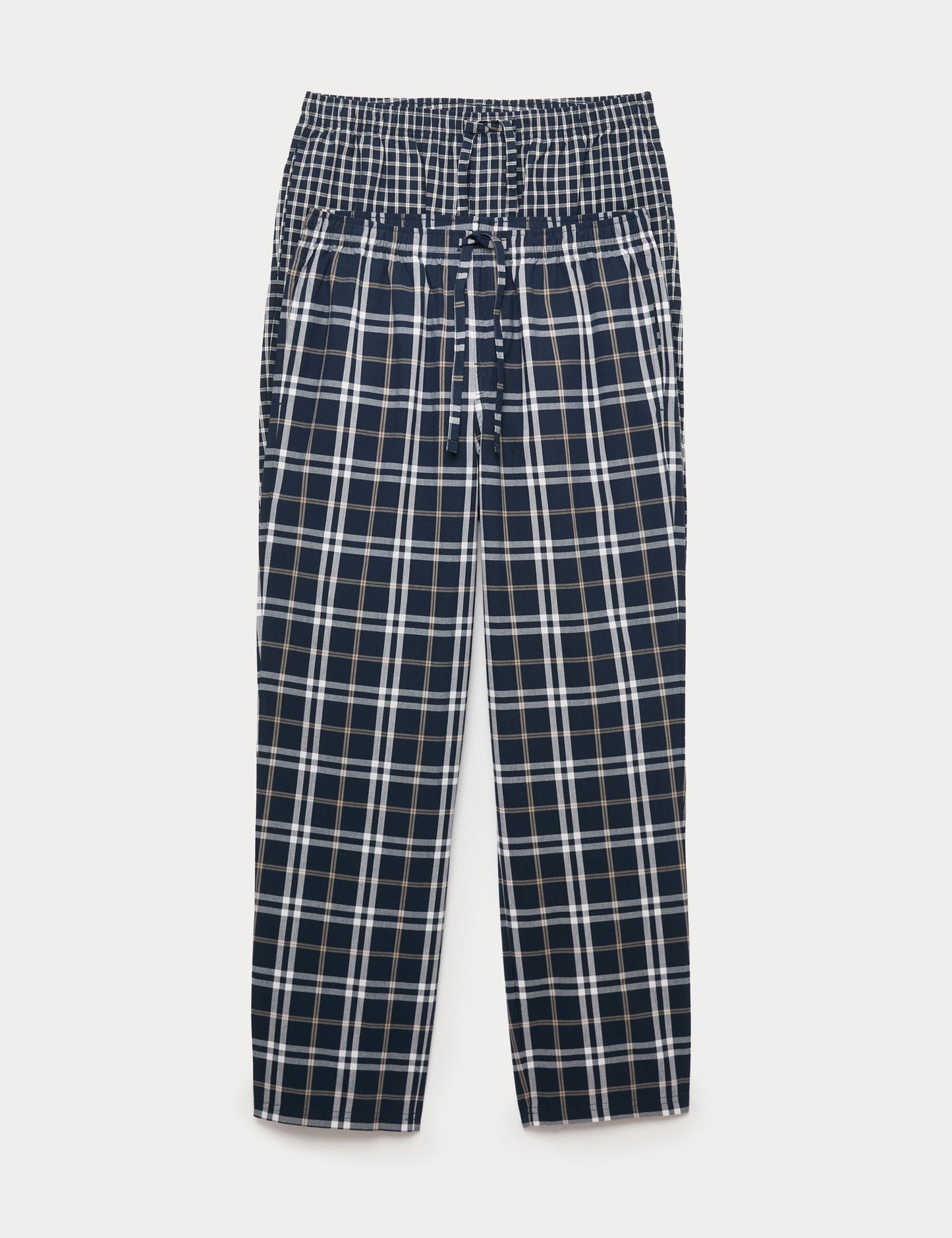 2’li Saf Pamuklu Kareli Pijama Altı