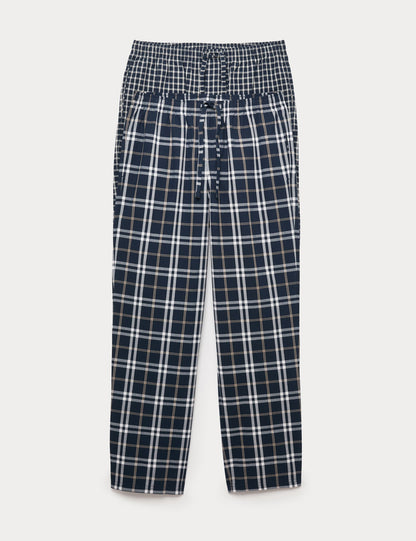 2’li Saf Pamuklu Kareli Pijama Altı