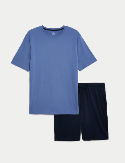 Saf Pamuklu Kısa Kollu Pijama Takımı