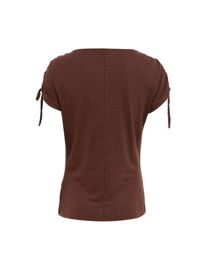 Keten-karışımlı Büzgülü T-shirt