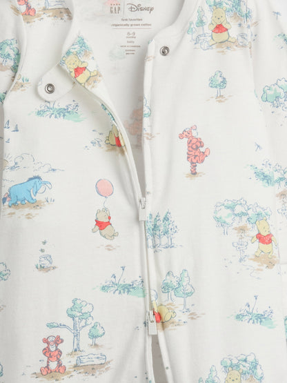 Beyaz Winnie The Pooh Organik Pamuklu Footed Tulum