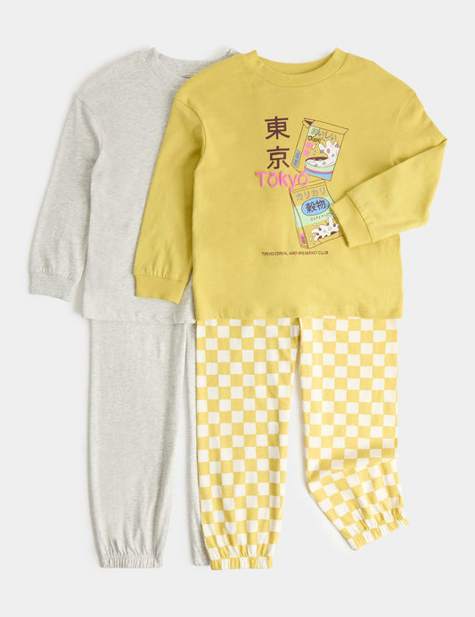 Saf Pamuklu Tokyo Desenli Pijama Takımı