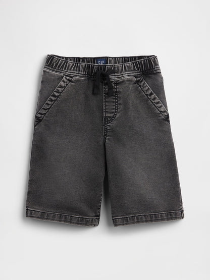 Siyah Kids Pull-on Loose Eşofman Altı Jean Şortlar