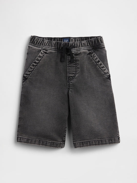 Siyah Kids Pull-on Loose Eşofman Altı Jean Şortlar