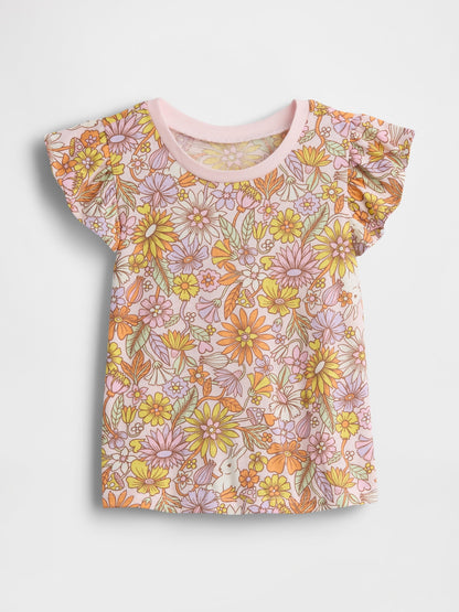 Çok Renkli Flutter Sleeve T-shirt