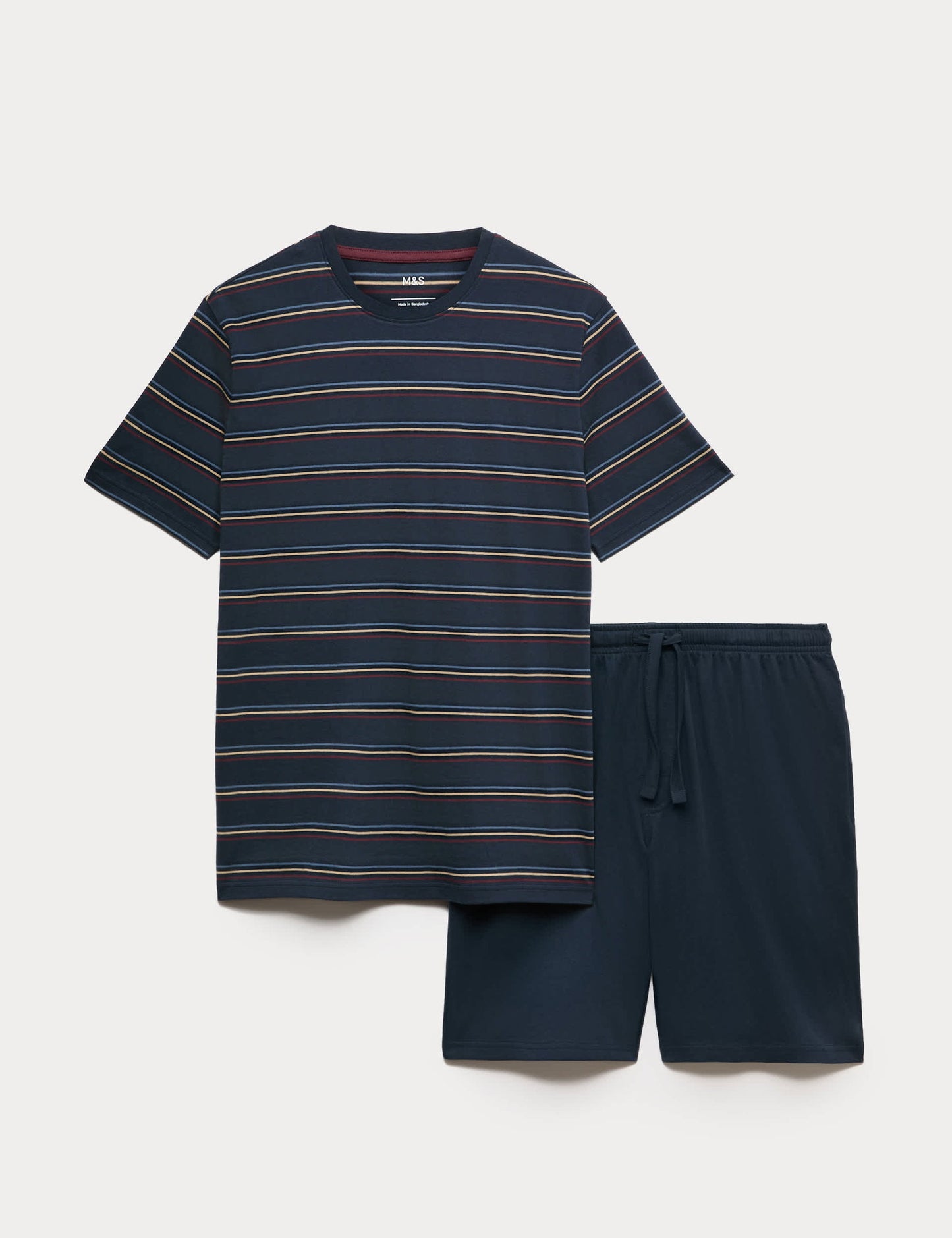 Saf Pamuklu Gökkuşağı Çizgili Pijama Takımı
