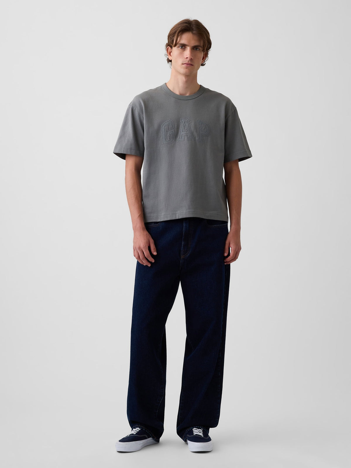 Gri Heavyweight Relaxed Gap Logo Crop T-shirt