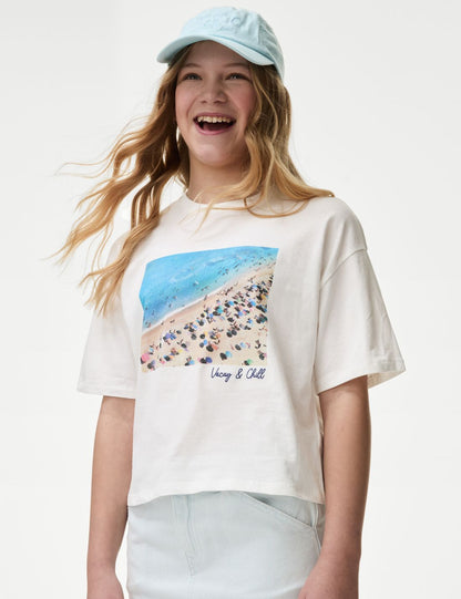 Saf Pamuklu Kısa Kollu T-shirt (6-16 Yaş)