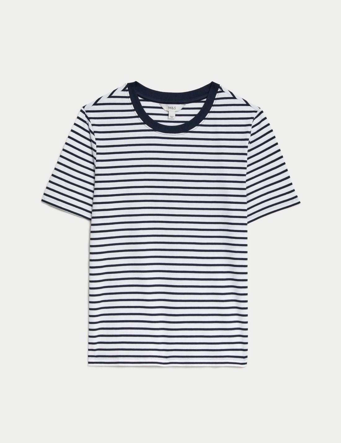 Saf Pamuklu Kısa Kollu Çizgili T-shirt
