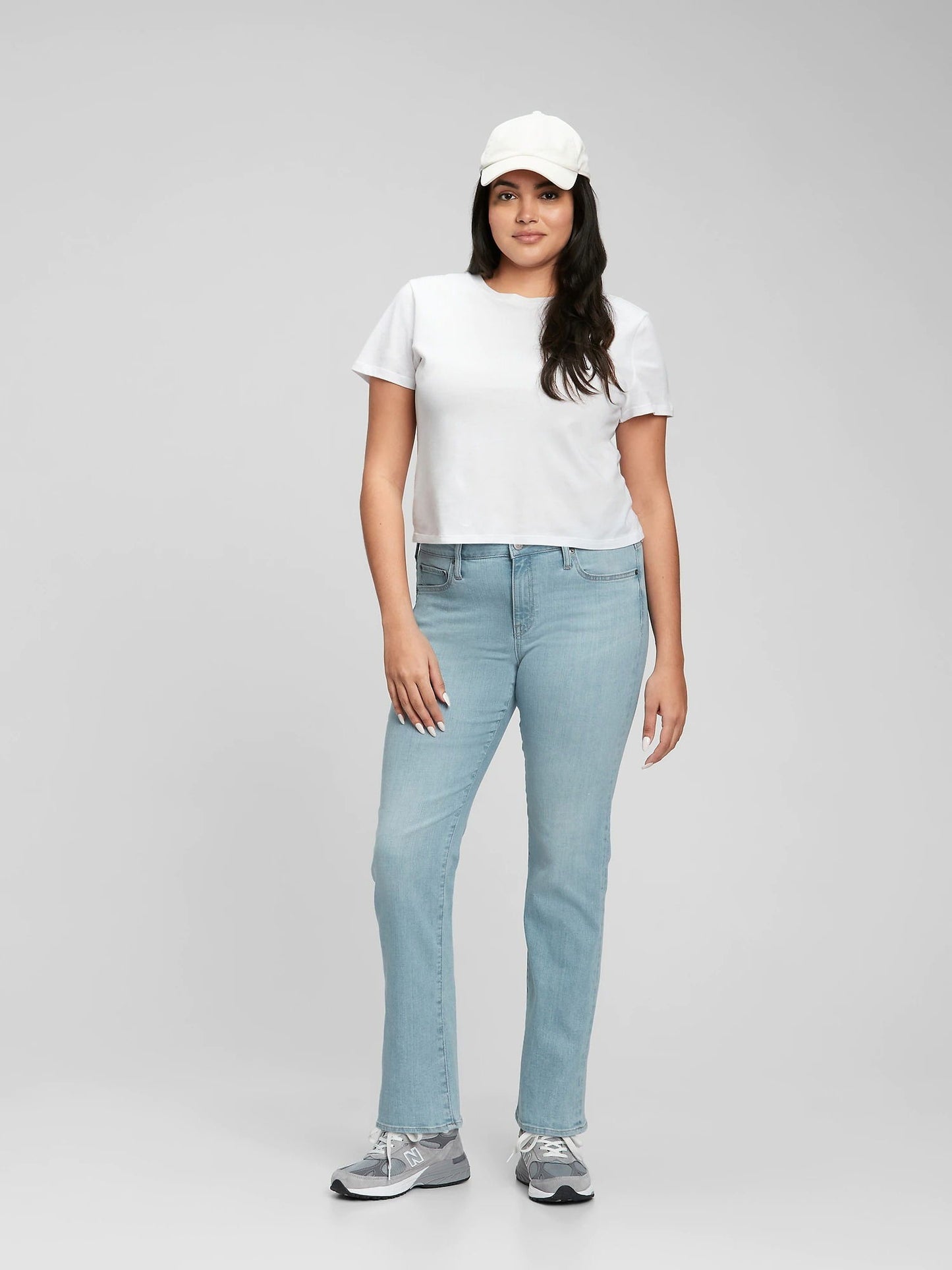 Açık Mavi Mid Rise Straight Leg Washwell™ Jean Pantolon