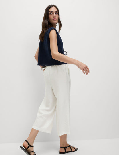 Lyocell Wide Leg Crop Pantolon