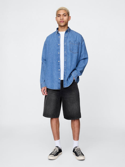 Siyah 10.5 Baggy Denim Şort