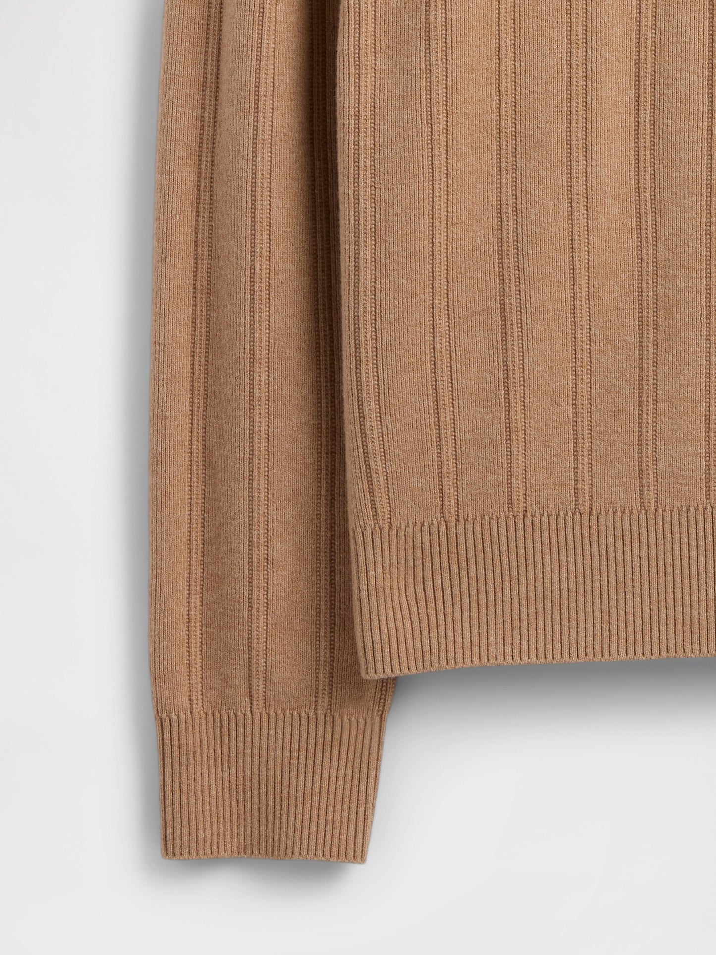 Açık Kahverengi Cashsoft Ribbed Bisiklet Yaka Kazak