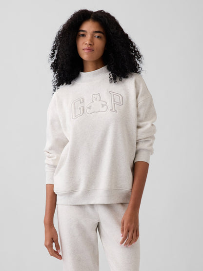 Açık Gri Vintagesoft Oversized Mockneck Logo Sweatshirt