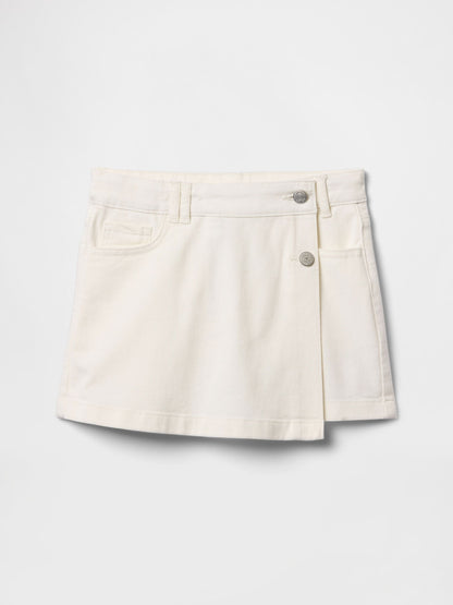 Kırık Beyaz Denim Şort Etek