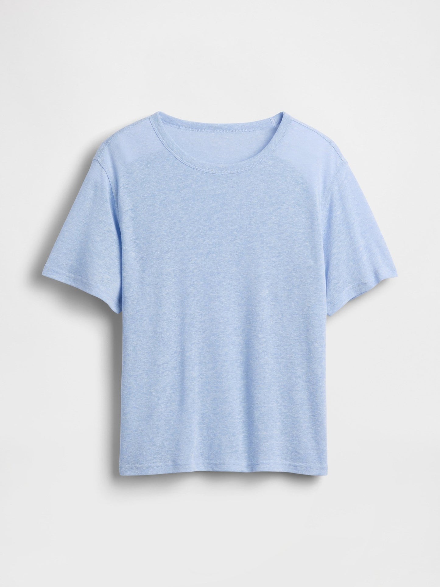 Açık Mavi Keten Karışımlı Relaxed T-shirt