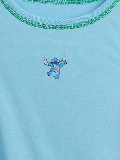 Açık Mavi Lilo & Stitch Çocuk Geri Dönüştürülmüş Pijama Takımı