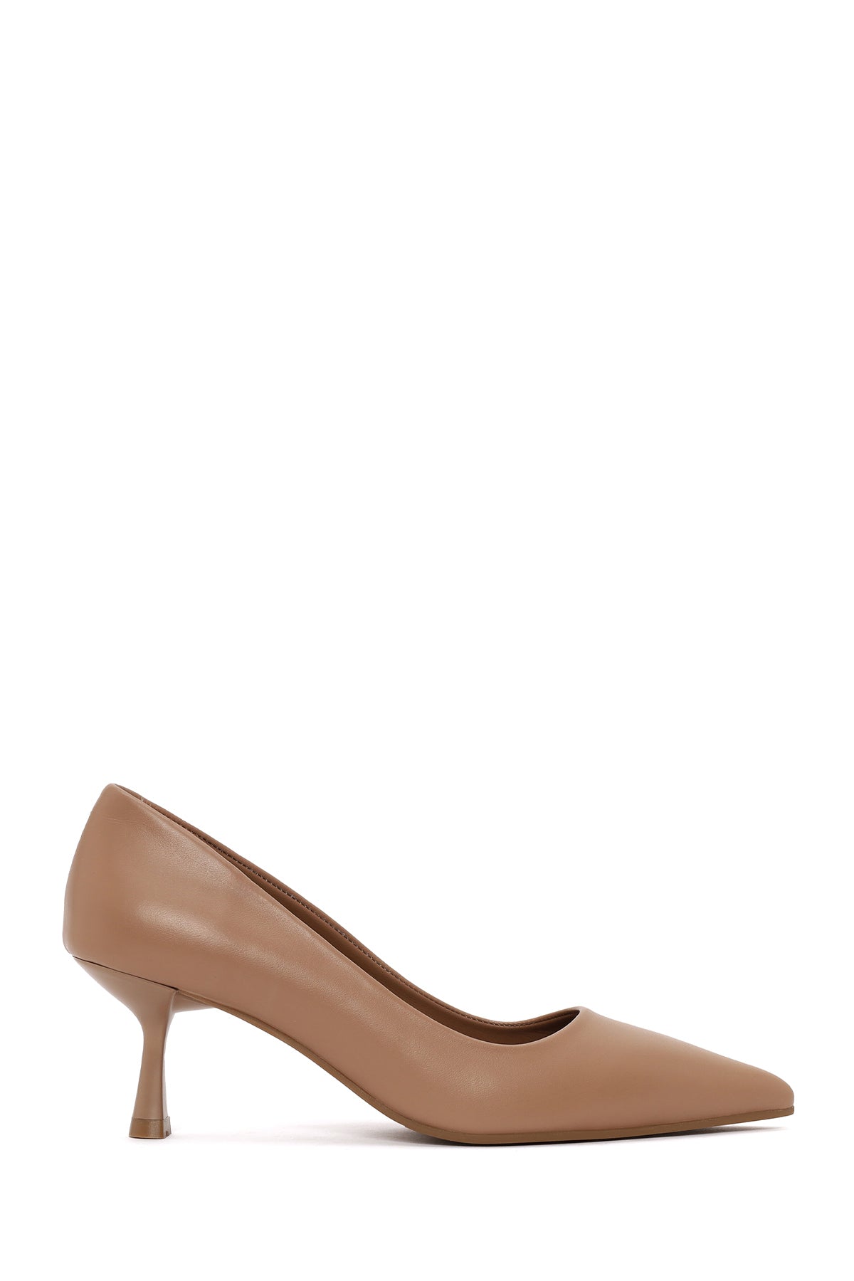 Kadın Bej Ince Topuklu Deri Stiletto