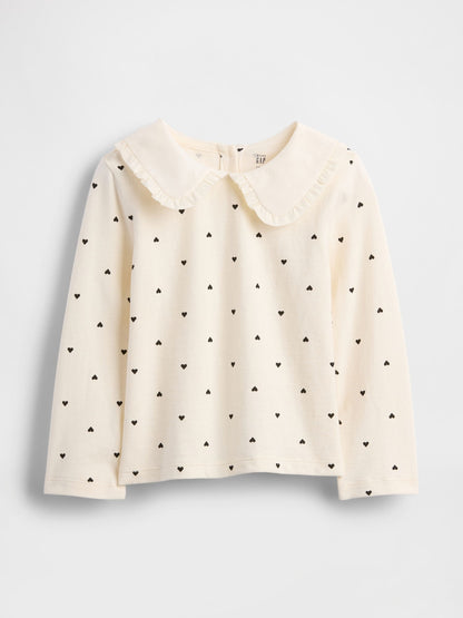 Krem Sailor Yaka Uzun Kollu T-shirt