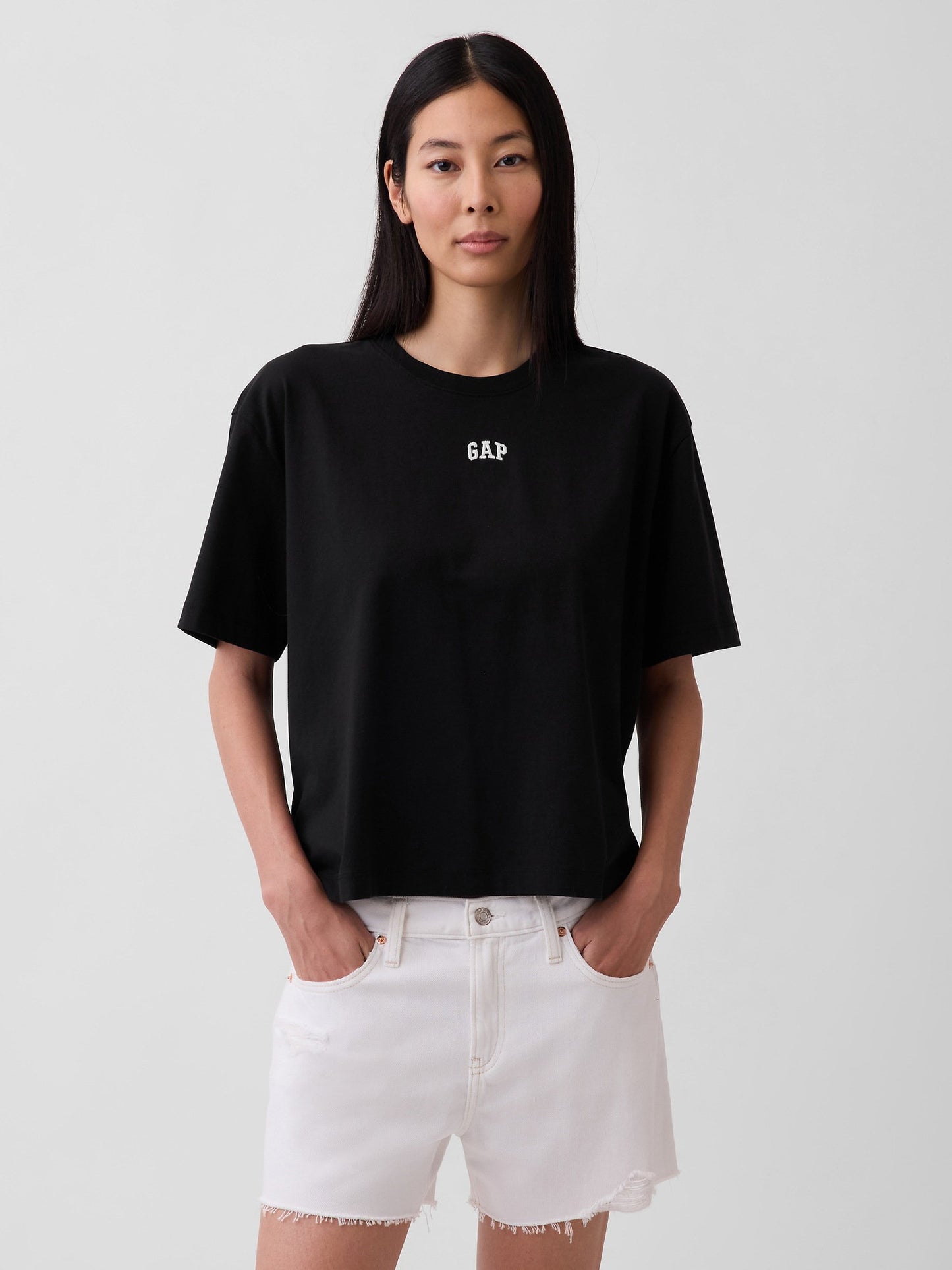 Siyah Oversized Gap Logo Tunik T-shirt