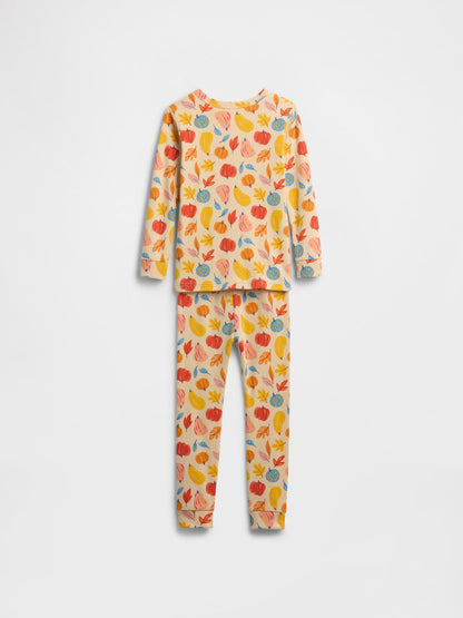 Sarı Grafik Baskılı Pijama Takımı