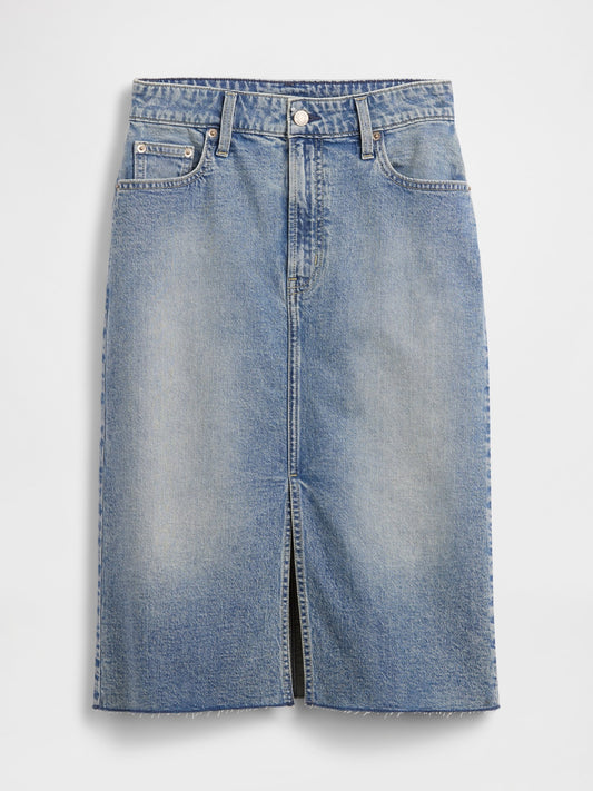 Mavi High Rise Denim Midi Kalem Etek