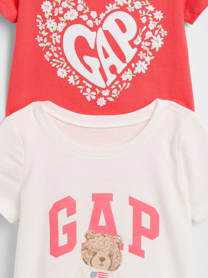 Beyaz Grafik Baskılı T-shirt (2’li)