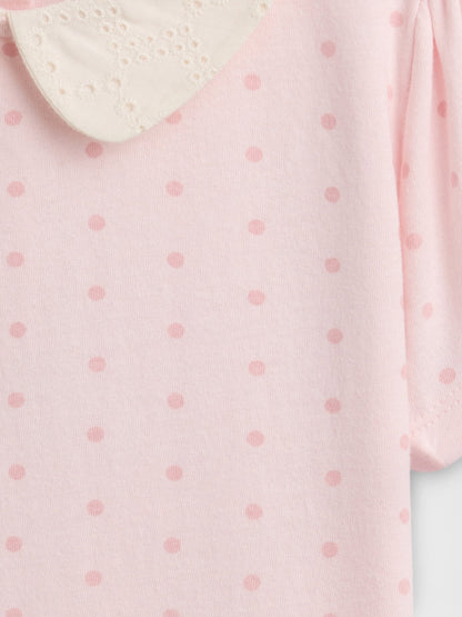Açık Pembe Puff Sleeve Yaka T-shirt