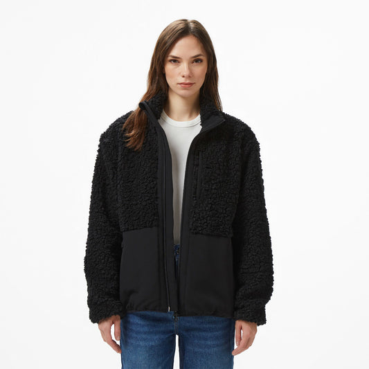 Lacoste Kadın Dik Yaka Renk Bloklu Siyah Ceket