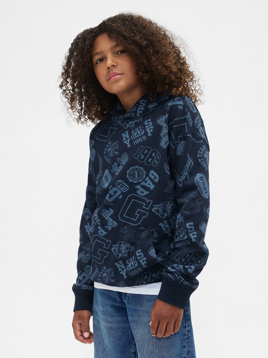 Lacivert Relaxed Gap Baskılı Sweatshirt