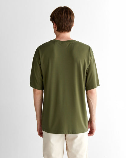 Gant Erkek Yeşil Relaxed Fit Bisiklet Yaka Logolu T-shirt