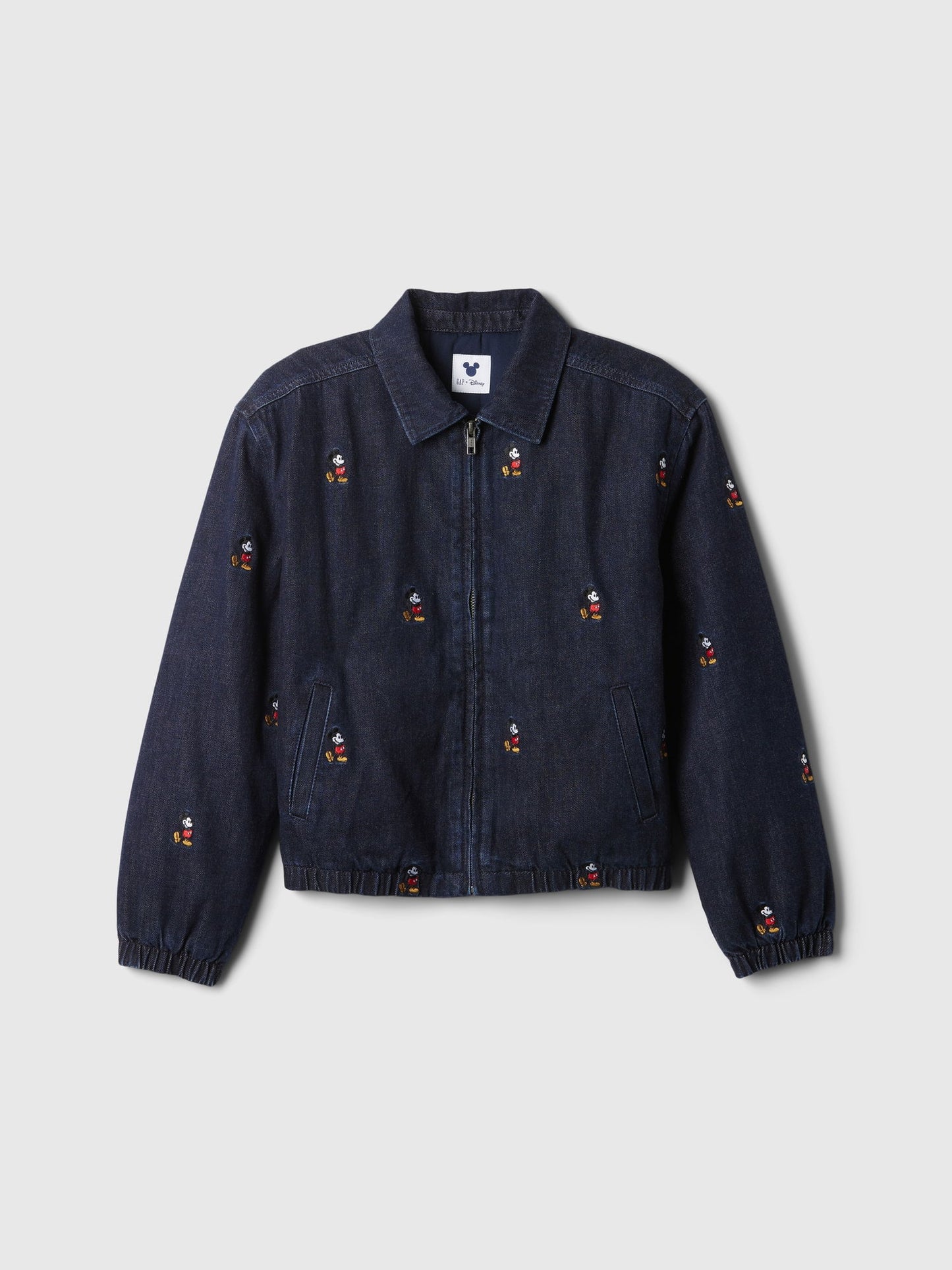 Lacivert Gap × Disney Işlemeli Denim Bomber Ceket