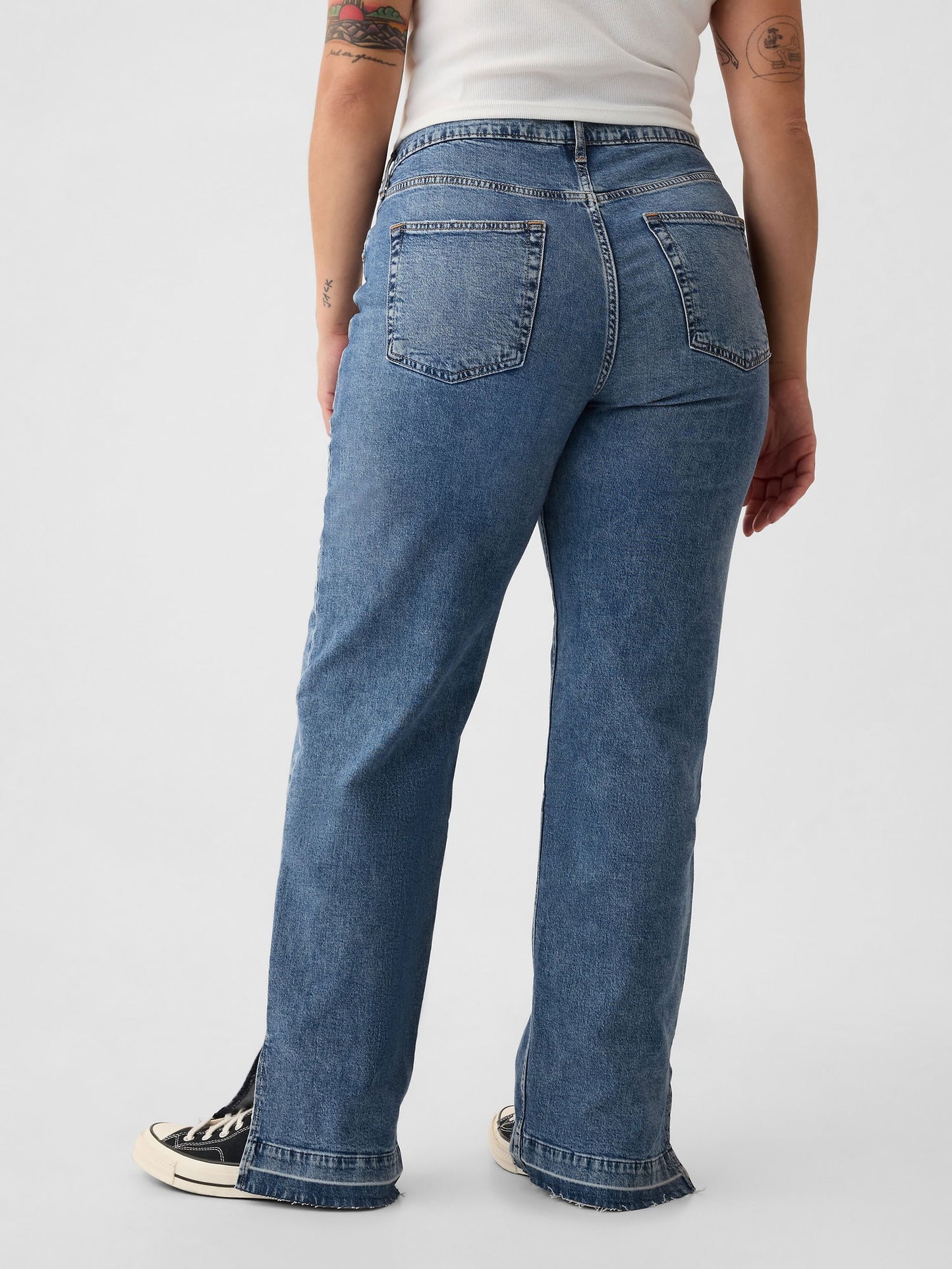 Koyu Mavi Mid Rise Cotton '90s Loose Jean Pantolon