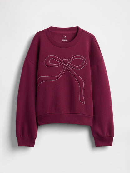 Bordo Süslü Dolman Sweatshirt
