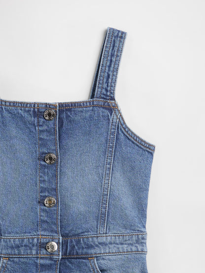 Lacivert Denim Salopet