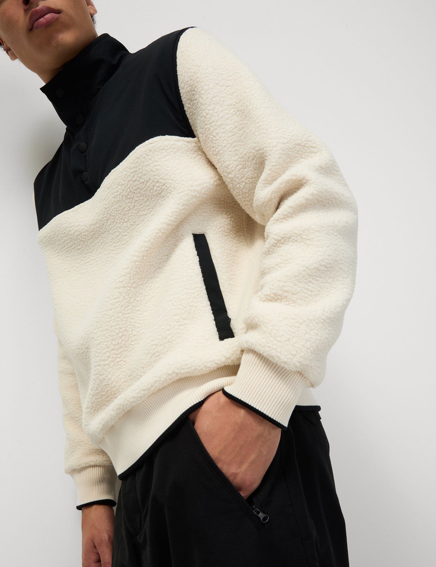 Renk Bloklu Polar Sweatshirt