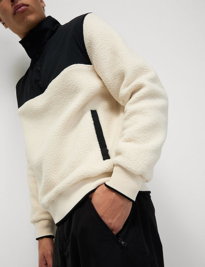 Renk Bloklu Polar Sweatshirt