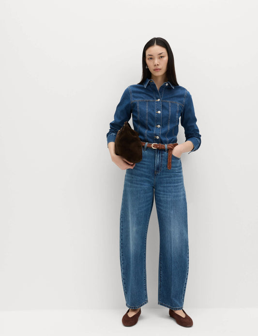 Yüksek Bel Barrel Leg Jean