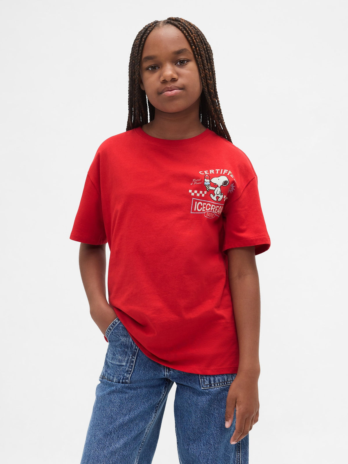 Kırmızı Grafik Baskılı Tunik T-shirt