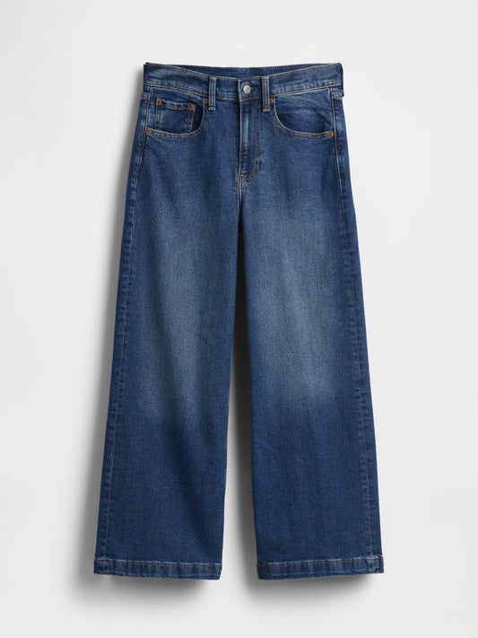 Koyu Mavi High Rise Stride Wide-leg Ankle Jean Pantolon