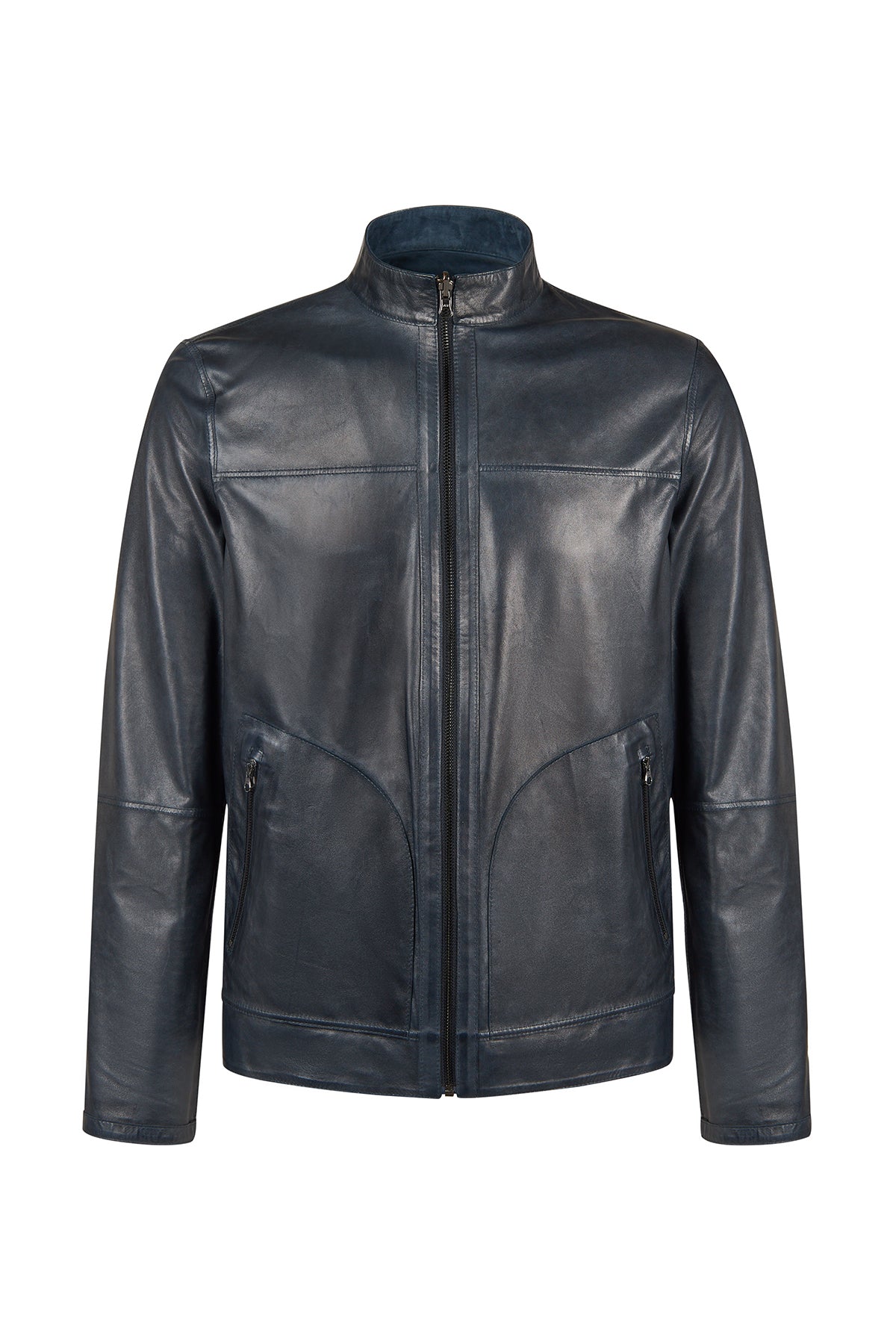 Clint Erkek Lacivert Hakim Yaka Çift Tarflı Süet Deri Ceket