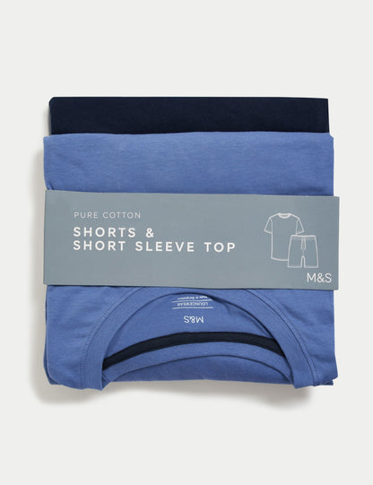 Saf Pamuklu Kısa Kollu Pijama Takımı