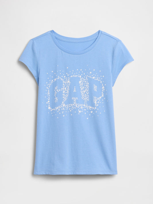 Açık Mavi Grafik Baskılı T-shirt