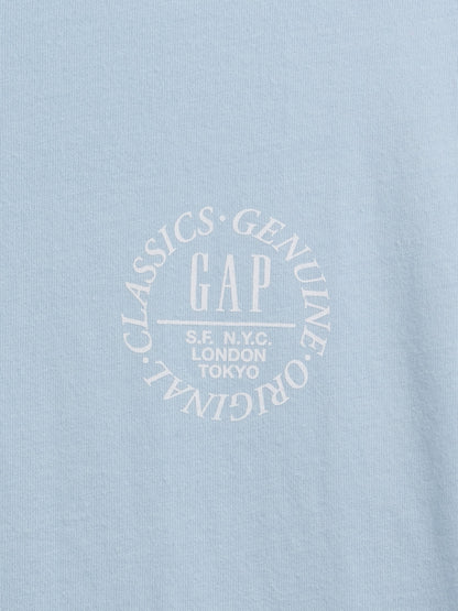 Açık Mavi Relaxed Grafik Logo T-shirt